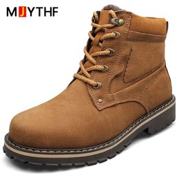 Genuine Leather Men Boots Add Velvet To Keep Warm Winter Boots Men Shoes For Martin Boots Outdoor Tooling Plus Size 51 52