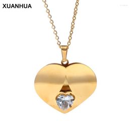 Stainless Steel Chain Choker Heart Necklaces & Pendants Necklace Women Collares Chocker Jewelry Neckless Kolye Colar Chains Morr22