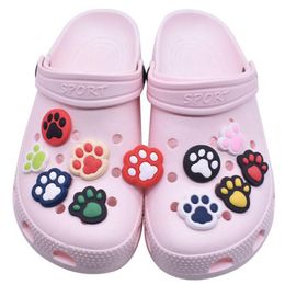 Pvc Animal Footprints Shoe Decoration Charm Buckle Accessories Croc Charms Clog Button Pins Soft Rubber