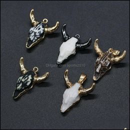 Arts And Crafts Arts Gifts Home Garden Semi-Precious Stone Acrylic Ox Cow Bones Head Shape Charms Pendant Finding For Diy Dh0Zz