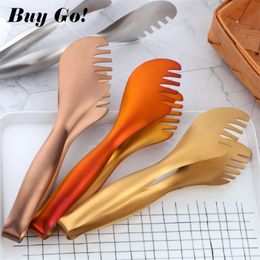 1PCS Stainless Steel Barbecue Tongs Cooking Braed Food Tongs Salad Kitchen Anti Heat Bread Clip Pastry Clamp Salad Serving Tong 201116
