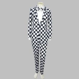 Men's Suits & Blazers Black White Plaid Luxury Male Personality Party Men Wedding Suit Mens Fashion Slim Prom CoatMen's