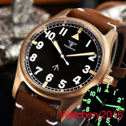 Wristwatches CUSN8 Solid Bronze Case 39mm Tandorio 200m Waterproof Luminous NH35A PT5000 Sapphire Glass Automatic Mens Diving Watch