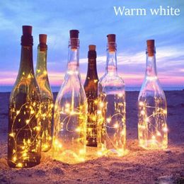 Strips LEDs Solar Powered Cork Shaped LED String Light Copper Garland Wire Christmas Holiday Party Wedding Decoration 4LED