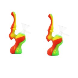 Hot 4.8 Inch Smoking Pipe Silicone Oil Burner Pipe With Glass Bowl Unbreakable Tobacco Pyrex Colourful Cute Bong Hand Pipes