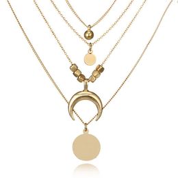 Pendant Necklaces Multilayer Crystal Moon Pendants For Women Girl Vintage Charm Gold Choker NecklacePendant
