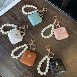 Super Pearl Mini Bag Keychain Pendant Car Key Chain Handmade PU Leather Keychains Jewelry Gift