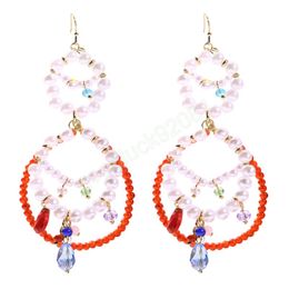 Multicoloured Pearl Hoop Earrings For Women Fashion Colourful Transparent Acrylic Beads Long Dangle Earrings Jewellery