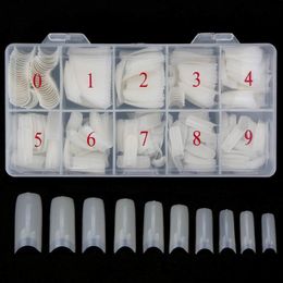 500pcs/box Acrylic Tips Fake with Design Transparent Nail Capsules Artificial Half Cover French Manicure False Nails 220725