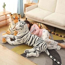 Pc Cm Big Size Siberian Tiger Plush Toy Simulation Animal Yellow and White Dolls Children kids Decor Birthday Gift J220704