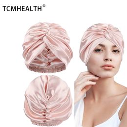 Sleep Cap Satin Hair Bonnets Beauty Items for Women 100% Mulberry 22 Momme Natural Silk bow tie Wide Adjust Night Bonnet