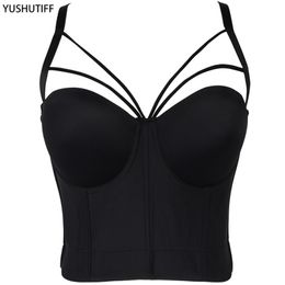 Bodice Summer Top Sleeveless Short Sexy Female Push Up Crop Top Women Harajuku Off Shoulder Solid Camis With Built In Bra 220607