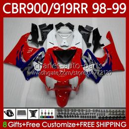 Bodywork For HONDA CBR919 CBR 900 919 RR CC 98-99 Years Body 127No.12 CBR 919RR 900RR 919CC CBR900 RR CBR919RR 98 99 900CC CBR900RR 1998 1999 Fairings Kit red blue blk