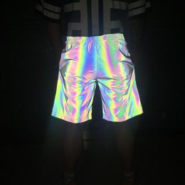 Мужские брюки летние мужские ослепительные цветные светоотражающие шорты радужные свободные большие размеры