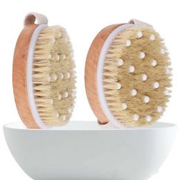 New Style Hot Dry Skin Body Soft Natural Bristle SPA Brush Wooden Bath Shower Bristle Body Brush without Handle 0426