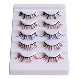 Soft Light 5 Mix Color False Eyelashes Set Natural Long Handmade Reusable Multilayer Full Strip Fake Lashes Easy to Wear Eyelashes Extensions