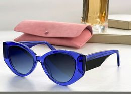 Squared Cateye Sunglasses Blue 03w Women Sun Shades Gafas de sol with Box