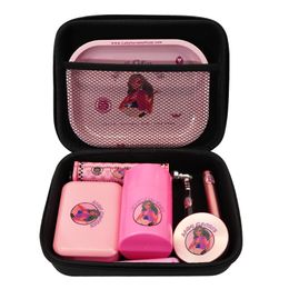 Glass Pipe Cigarette Maker Rolling Tray Cigarette Herb Grinder Pink Set Lady Hornet Portable Smoking Set