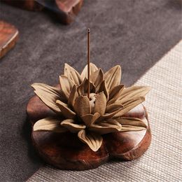 Fragrance Lamps Zen Lotus Coarse Pottery Incense Burner Pedestal Tower Stick Ceramic Buddha Ware For Home Use Office DecorationFragrance