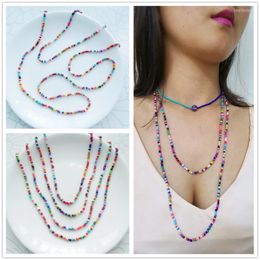 Chokers Boho Baisc Style Seed Bead Long Chain Necklace For Women Vocation Travel Jewellery Multilayer Simple Choker Femme Collier Heal22