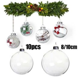 Party Decoration 10pcs 8cm/10cm Christmas Clear Plastic Ball Baubles Fillable Tree Balls Ornaments Xmas Hanging Pendant Home DecorationParty