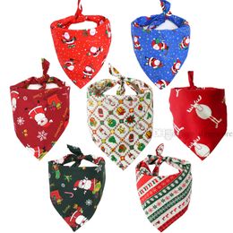 Christmas Dog Bandana Dog Apparel Soft Dogs Kerchief Santa Snowman Elk Stripe Pattern A375