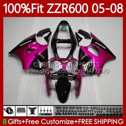 OEM Body Injection Mould For KAWASAKI NINJA ZZR600 05-08 ZX Pearl pink ZZR-600 600 CC 05 06 07 08 Cowling 134No.218 100% Fit ZZR 600 600CC 2005 2006 2007 2008 Fairing Kit