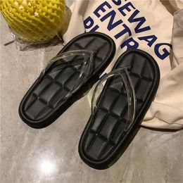 Summer Slippers Fashion Personality Casual Transparent Clip Foot Soft Soles Outdoor Beach Sandals Special Offer