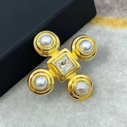 classic brooches Australia - Classic Brand Fashion Jewelry Crystal Camellia Flower Style Cross Brooch Sweater Jewelry Light Gold Color Fine Top Quality Pearl336J