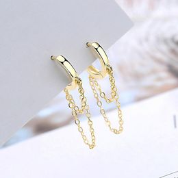 Hoop & Huggie Women's Fashion Simple Earring Hoops Smooth Golden/White Huggies Earrings Chain Tassel Bohemia Ear Jewellery For Lady GirlsH