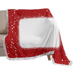Sublimation Bleached Blanket with Tassel White Blank Heat transfer Printing Shawl Wrap rug