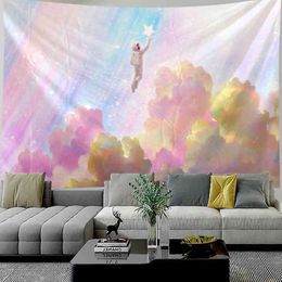 Romantic Cloud Tapestry Bohemian Decoration For Female Room Wall Rugs Panoramic paper Hanging Tapiz J220804