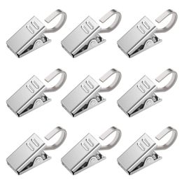10PCS SLIVER METAL CURTAIN POLE ROD VOILE NET RINGS WITH CLIPS HANGING CLAMPS 