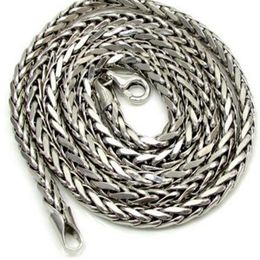 14k italy necklace UK - 16-30" 4mm 14k White Real Gold Franco Wheat Italy Spider Chain Necklace Mens336o