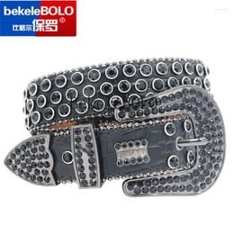 Belts Fashion Luxury Strap Diamond Belt Western Cowboy Crystal Studded Rhinestone Cowgirl For Women Men Jeans Goth WaistbandBelts Forb22