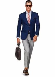Men's Suits & Blazers Fashion 2 Pieces Mens Slim Fit (Jacket+Pants) Jacket Pants Different Color Groom Tuxedos Groomsman Suit Business