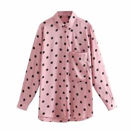 new women sweet polka dot print casual business Blouse shirts office lady long sleeve pocket blusas chic femininas tops T200321