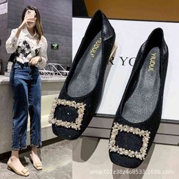 Thick heel Mary Jane shoes small fragrance single temperament women's style evening wind middle with skirt 220506