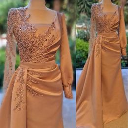 Modest African Mother Of The Bride Dresses Sheath Jewel Neck Lace Appliques Crystal Beads Long Sleeves Floor Length Party Evening Wedding Guest Gowns 403