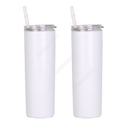 DIY Sublimation Tumbler Blank 20oz Stainless Steel Straight Insulated Tumblers Cups White Beer Coffee Mugs Sea Shipping 50pcs DAS471