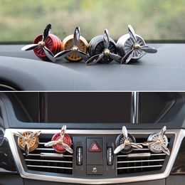 Car Perfume Diffuser Air Freshener LED Light Air Force 3 Vent Outlet Clip Automobiles Decor Propeller Fragrance Smell Ornament