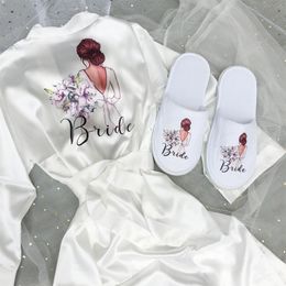 Other Festive Party Supplies Bridesmaid Robes Wedding Robe Team Gifts Flower Print Bridal Proposal Engagement 230206
