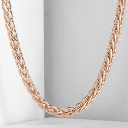 gold necklace for men flat Canada - Chains 5.5mm Womens Mens Necklace Flat Hammered Wheat Chain 585 Rose Gold Filled Fashion Jewelry 20inch 24inch CN02Chains