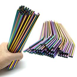 Metal Straws Reusable 304 Stainless Steel Straws Colourful Eco-friendly Drinking Straws for Bar Party Drinkware Accessory