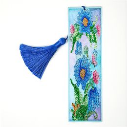 Arts, Crafts Gifts Diamond Painting Bookmark Animal Style 5D Rhinestone Beaded PU Leather Floral Art Gem Bookmarks with Tassel