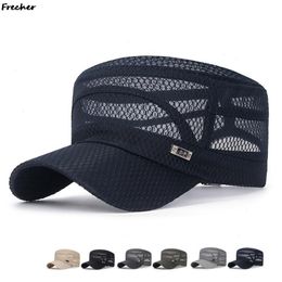 Men Snapback Women Vintage Mesh Flat Army Sun Hat Summer Outdoor Cycling Visor Cap Casual Sport Solid Military