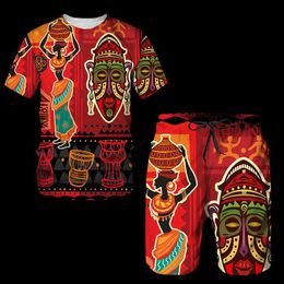 Men's Tracksuits Fashion African Clothing 2 Piece Set Men's Summer Suit T-shirt Shorts Men Streetwear Outfit Jogging Tracksuit SetMen's