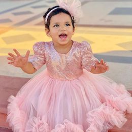 Girl's Dresses LZH Toddler Baby Girls Sequin Tutu Princess Dress For 1st Year Birthday Born Clothes Kids Wedding Ball Gown 1-5Y