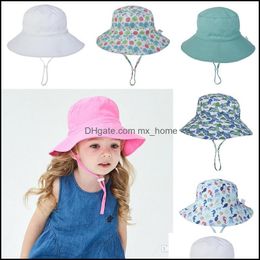 Ins Childrens Bucket Hat Sun Fish Visor Flower Animal Dinosaur Printed Sunhats Baby Fashion Summer Helmet Topee 16 Colours Drop Delivery 2021