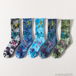 2022 New Casual Cotton Socks Men's Fashion Tie Dye Terry Socks Women's Street Skateboard Socks Coupleb